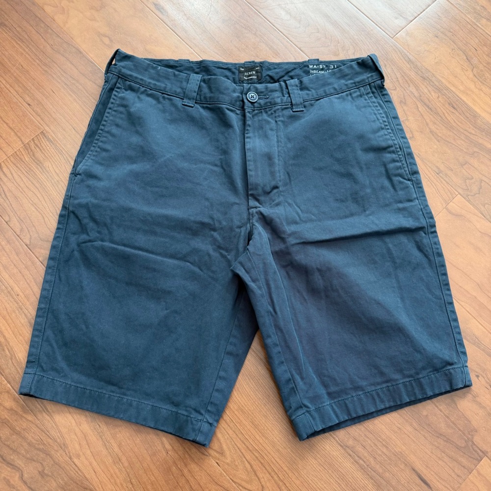 J. Crew Mens Chino Flat Front‎ Shorts Size 31 Blue 100% Cotton Casual Preppy